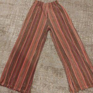 12th Tribe High Tide Pink Striped Plisse Pants Size Small